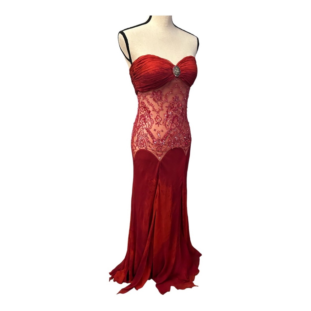 Cassandra Stone Red Silk Gown Size:8
